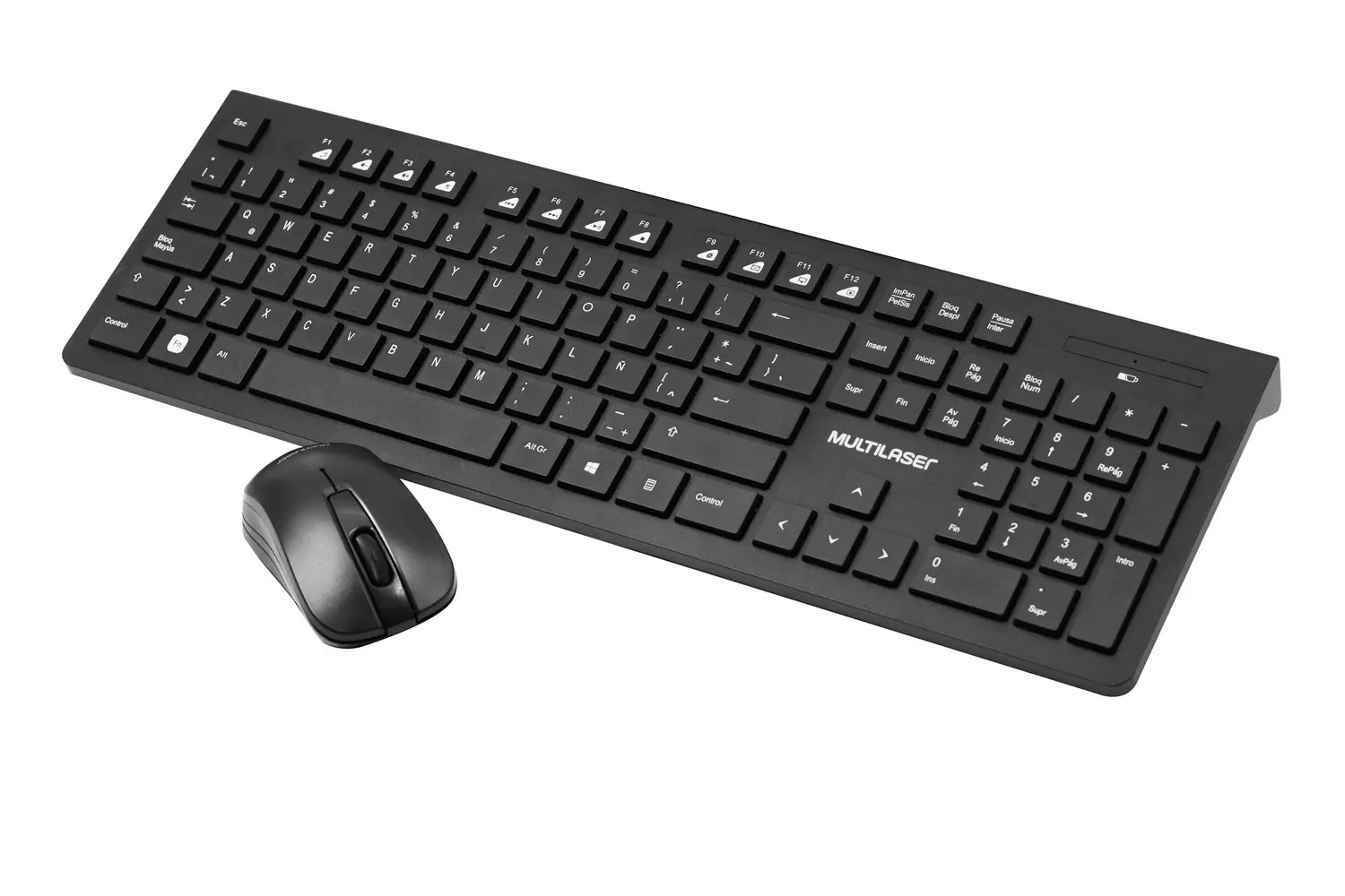 Teclado y Mouse inalámbrico Kit Multilaser Wireless Black USB