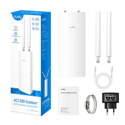 EXPANSOR DE SEÑAL CUDY RE1200 OUTDOOR 1.0 EXTENSOR DE RANGO WIFI AC1200 POE PASIVO DE 24V BLANCO  (100376)