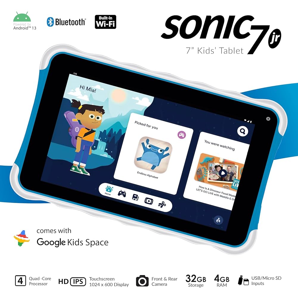 TABLET SUPERSONIC 7¨ KIDS BLUE ANDROIDE 13 BT QUAD CORE/HD-IPS 1024X600 TOUSCHSCREEN/FRO/SC-779KT (140159)