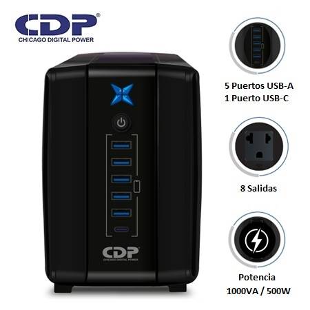 UPS 1000VA CDP (R-UPR 1008) 1000VA/500WATTS 8 TOMAS (154022)
