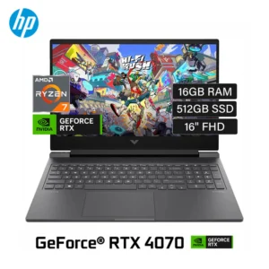 Laptop  HP Victus 16,AMD Ryzen 7-8845HS,16GB,512GB SSD,NVIDIA GeForce RTX 4070/8GB,16.1”(1920X1080)144Hz,W11 (142020)
