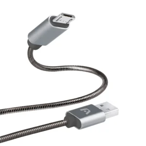Cable Argom ARG-CB-0026GR Micro USB to USB 2.0 - Trenzado de metal - Conector metálico resistente a tirones -  Carga rápida - 1M - GRIS (400475)