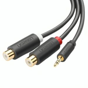 CABLE UGREEN MACHO 3.5MM A HEMBRA 2RCA 25CM 10547