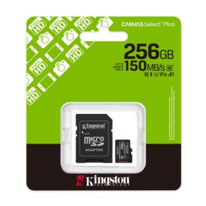 MEMORIA MICRO SD KINGSTON CANVAS SELECT PLUS 256GB  microSDXC GEN3 150MB/s A1 (SDSC3/256GB) (250292)