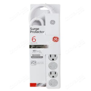 33656 PROTECTOR DE PICOS 6 TOMAS 450J 0.6MTSCABLE BLANCO 33656 GE