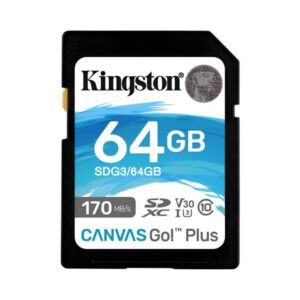 MEMORIA SDXC 64GB KINGSTON SDXC CANVAS GO PLUS C10 170R PARA CÁMARAS Y VIDEOS 4K SDG3/64GB
