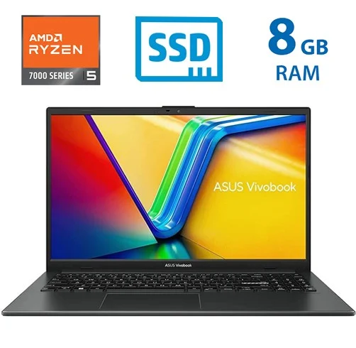 Laptop Asus VivoBook Go 15 Ryzen 5 7520U 8GB 512GB SSD 15.6" HD W11 Teclado en Ingles Negro E1504FA-WS51