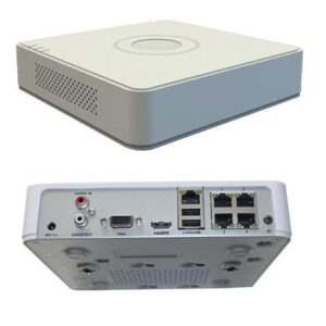 GRABADORA NVR HIKVISION DS-7104NI-Q1/4P 4 CANALES IP HASTA 6 MP / FULL HD 1 SATA HASTA 6 TB H.265+ POE BLANCO