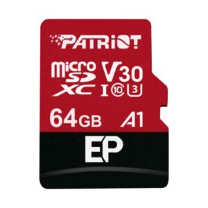 MEMORIA MICRO SDXC 64GB PATRIOT PEF64GEP31MCX EP CLASE 10 90 MB/S HASTA 80 MB/S PARA DISPOSITIVOS Y GRABACIÓN DE VIDEO 4K