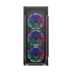 CASE GAMING RGB  EAGLE WARRIOR CG08Z3RA002C MID TOWER VENTILADORES 3 DE 120MM CON VIDRIO LATERAL Y MALLA FRONTAL NEGRO