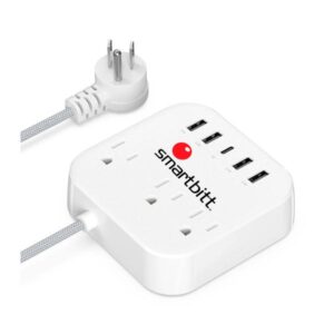 REGLETA PROTECTOR DE PICOS SMARTBITT SBSS-B3-5U 125V 3 TOMAS SUPRESIÓN DE PICOS DE VOLTAJE BLANCO