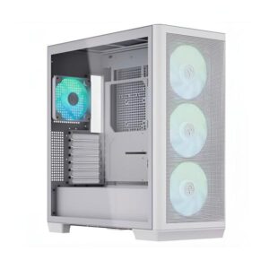 CASE GAMING RGB APNX  C1-WT-v1 MID TOWER VENTILADORES 4 DE CON MALLA FRONTAL Y LATERAL APCM-CR01043.21 BLANCO