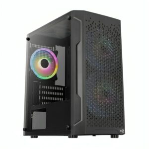 CASE GAMING AEROCOOL TRINITY MINI G-BK-V1 MINI TOWER VENTILADOR 1 DE 120MM CON VIDRIO LATERAL Y MALLA FRONTAL ACCS-PV32013.11 NEGRO