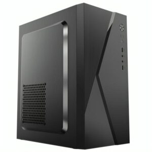 CASE CM04Q1RA001C MINI TOWER SIN VENTILACIÓN INCLUIDA CON PANEL LATERAL Y CON FUENTE DE PODER 600W NEGRO