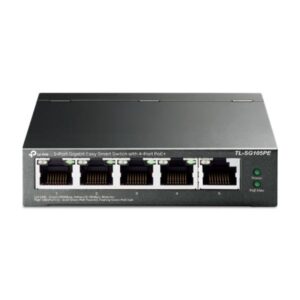 SWITCH TP LINK TL-SG105PE(UN) 5 PUERTOS RJ45 GIGABIT / 4 PUERTOS POE+ 10/100/1000 MBPS ADMINISTRABLE GRIS