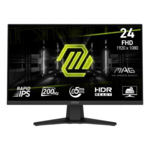 MONITOR GAMING MSI MAG 244F 23.8 PULG PLANO 1920 X 1080 200 HZ ANTI-GLARE HDMI Y DP 9S6-3BC41H-004 NEGRO NEGRO