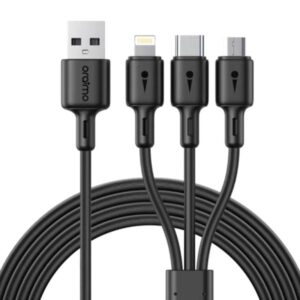 CABLE 3 EN 1 USB-A A MICRO-USB USB-C Y LIGHTNING ORAIMO DURA LINE 3 3A 1.2M OCD-X93 NEGRO