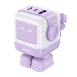 CARGADOR UGREEN CD361 65W ROBOT 2 PUERTOS USB-C Y 1 PUERTO USB-A CARGA RAPIDA 35314 MORADO