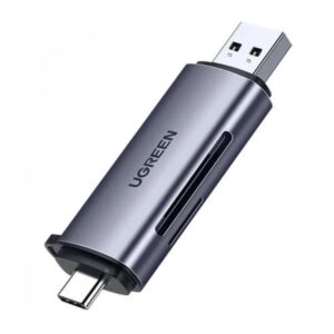 LECTOR DE TARJETAS 2 EN 1 UGREEN CM185 SD/TF USB-C Y USB-A 5GBPS 50706 GRIS