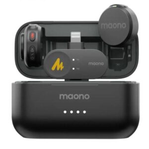 MICRÓFONO MAONO WM650 PB2 INALÁMBRICO MINI LAVALIER CON RECEPTOR LIGHTNING CANCELACIÓN DE RUIDO NEGRO