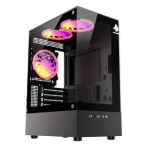 CASE RGB EAGLE WARRIOR CG70AHRA002C MINI TOWER VENTILADORES 3 DE 120MM CON VIDRIO FRONTAL Y LATERAL NEGRO