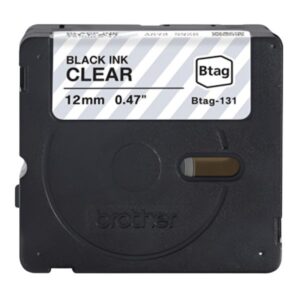 CINTA DE ETIQUETADO BROTHER BTAG131 12MM X 4M COMPATIBLE CON P-TOUCH NEGRO SOBRE FONDO TRANSPARENTE