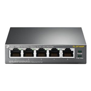 SWITCH TP LINK TL-SF1005P(UN) 5 PUERTOS RJ45 / 4 PUERTOS POE 10/100 MBPS NO GESTIONABLE GRIS