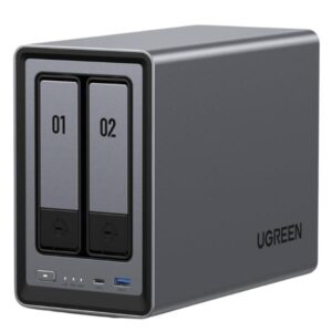 SERVIDOR NAS DE ESCRITORIO UGREEN DXP2800 2 BAHÍAS INTEL N100 8GB 2.5GBE / HDMI / M.2 NVME / 4K SIN DISCO