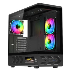 CASE EAGLE WARRIOR CG01J6RA001C MID TOWER SIN VENTILACION INCLUIDA CON VIDRIO TEMPLADO SIN FUENTE CON PANTALLA DE 5 PULG NEGRO