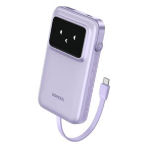 POWER BANK UGREEN PB511 10000MAH 30W USB-C CON CABLE INTEGRADO PANTALLA TFT 35604B MORADO