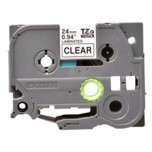 CINTA BROTHER TZE151G 24MM X 8M COMPATIBLE CON P-TOUCH NEGRA SOBRE TRANSPARENTE LAMINADA