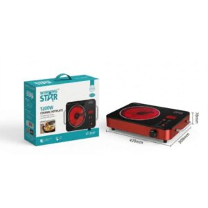 PARRILLA ELÉCTRICA WINNING STAR ST-2331 1200W DTL-1094-WST-110V-16892 NEGRO / ROJO