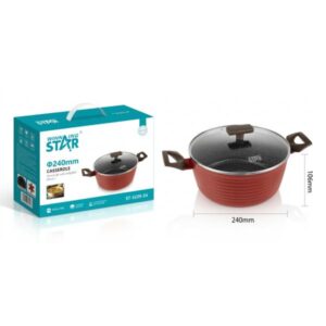 CACEROLA ANTIADHERENTE WINNING STAR ST-5229-24 ALUMINIO 24CM X 10.6CM GUO-1775-WST-18642 ROJO