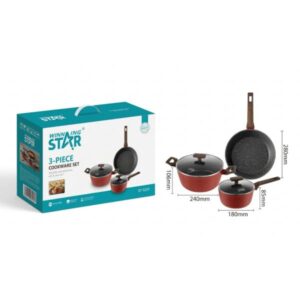 SET DE OLLAS WINNING STAR ST-5231 ALUMINIO 3 PIEZAS GUO-1776-WST-18642 ROJO