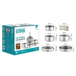 SET DE OLLAS WINNING STAR ST-5215 ALEACION ALUMINIO + ACERO 6 PIEZAS GUO-1083-WST-15595 PLATEADO